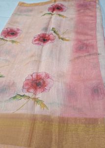 Elegant Floral Print Saree with jari border