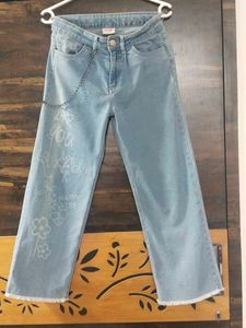 Printed  Light Wash Jeans