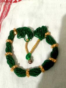 Green Beaded gorkha Nou gedi Necklace with Gold