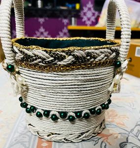 Decorated Rope Basket Only 1 Piece