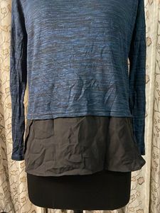 Blue Layered Long Sleeve Top