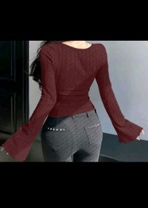 Chic Burgundy Bell Sleeve Top