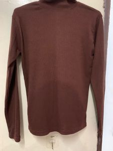 Brown Mock Neck Long Sleeve Top