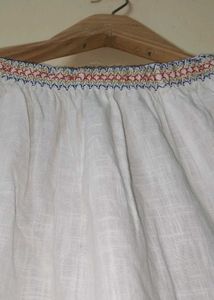 Embroidered White Blouse with Floral Design