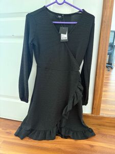 Sparkling Black Wrap Dress Size XS