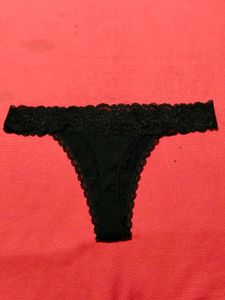 Women's Black Lace Thong Panty