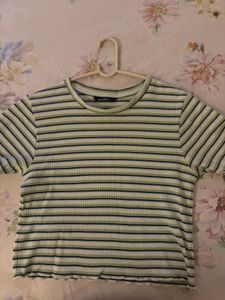 Striped Ribbed Cropped Top