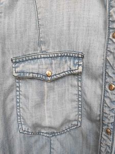 ONLY Blue Embroidered Denim Shirt (Size EU 36)