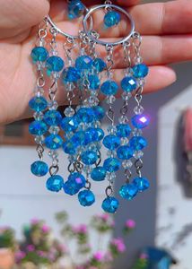 Y2K Handmade Blue Crystal Chandelier Ear