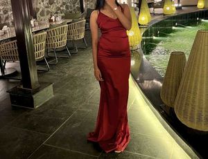 Elegant Red Satin Maxi Dress
