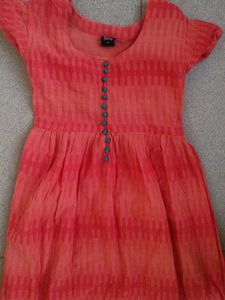 Size XS to M Striped Orange Dress