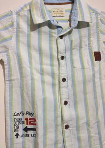 White Shirt Linning Print For Baby Boy 3- 4 Year