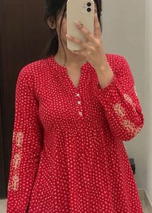 Biba Red Print Tunic Top
