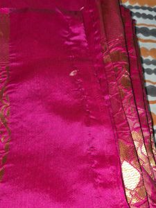 Elegant Pink &amp; Gold Silk Saree