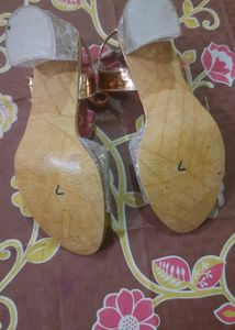 Sparkling Gold Wedge Sandals