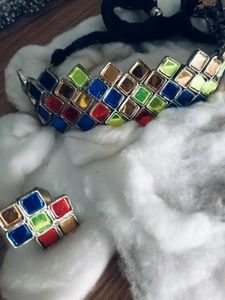 Bohemian Multicolor Choker Necklace &amp; Ring Set
