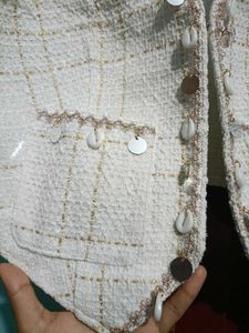 Chic Tweed Embellished Vest