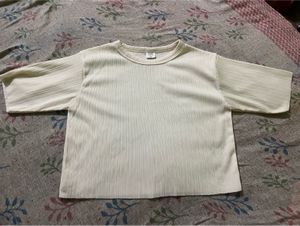 Beige Ribbed Crop Top