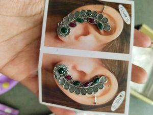 2 pair Oxidized Leaf Design Ear Cuff