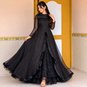 Elegant Black Sequined Ethnic Gown