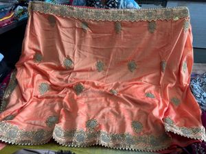 Elegant Peach Embroidered Saree