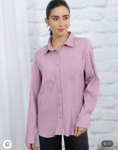 Shein Pleated Pink Button-Up Shirt