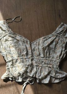 Sheer Floral Ruched Top