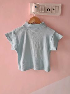 Baby Blue Mock Neck Top