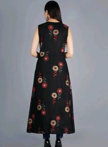 Stylish Black Floral Print Kurta