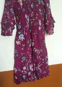 Boho Floral Print Purple Maxi Dress