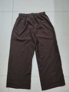 Brown Wide-Leg Pleated Trousers