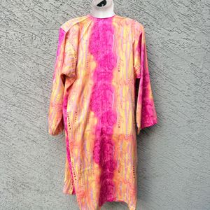 Vibrant Pink &amp; Orange Tie-Dye Kurta