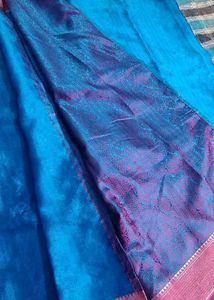 Blue &amp; Pink Silk Saree