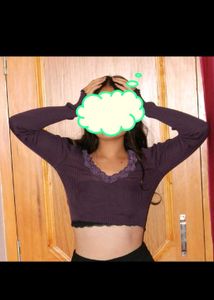 Ribbed Purple Crop Top and skirt