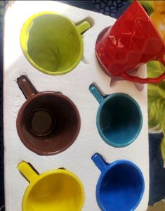 Brand New Ceramic Cup Set Of 6 Multicolour