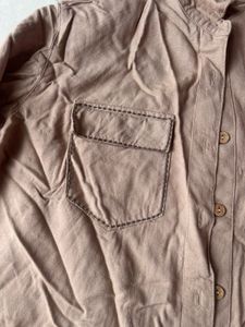 Casual Beige Button-Up Shirt
