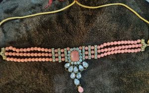 Elegant Pink Stone Choker Necklace