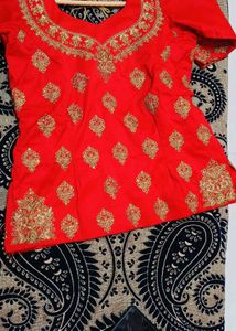 Red &amp; Gold Embroidered Lehenga Choli