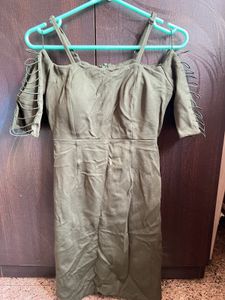 Olive Green Cold Shoulder Dress