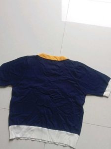 Navy Blue Top with Floral Embroidery