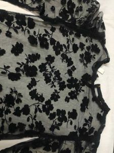 Black Floral Sheer Top