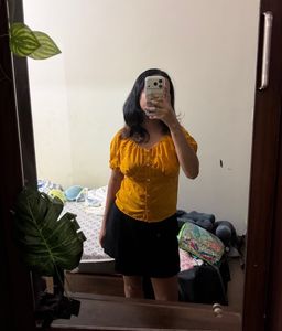 Cute Mustard Yellow Polka Dot Top