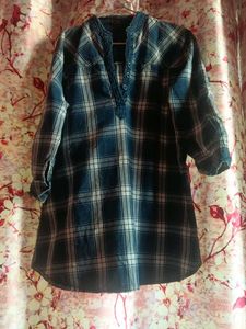 Blue Plaid Tunic Shirt
