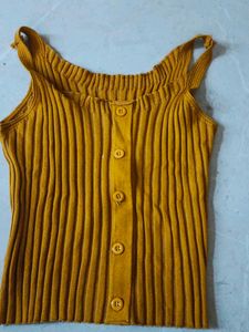 Ribbed Button-Front Tank Top
