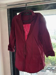 Chic Maroon Dotted Shirt