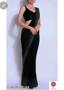 Elegant Black Embellished Saree