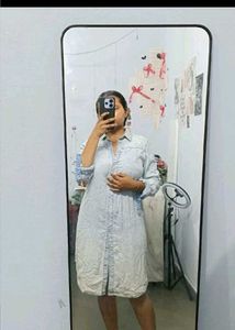 Acid Wash Denim Shirt Dress