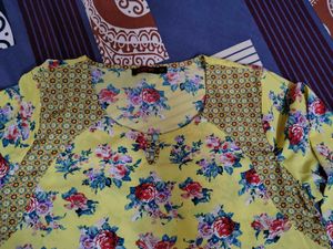 Bright Floral Yellow Tunic Top