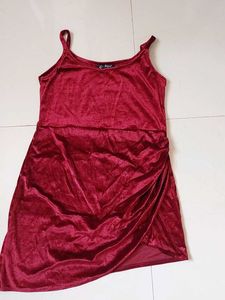 New Red Velvet Mini Dress
