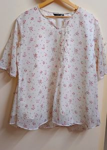 White Layered Floral Top